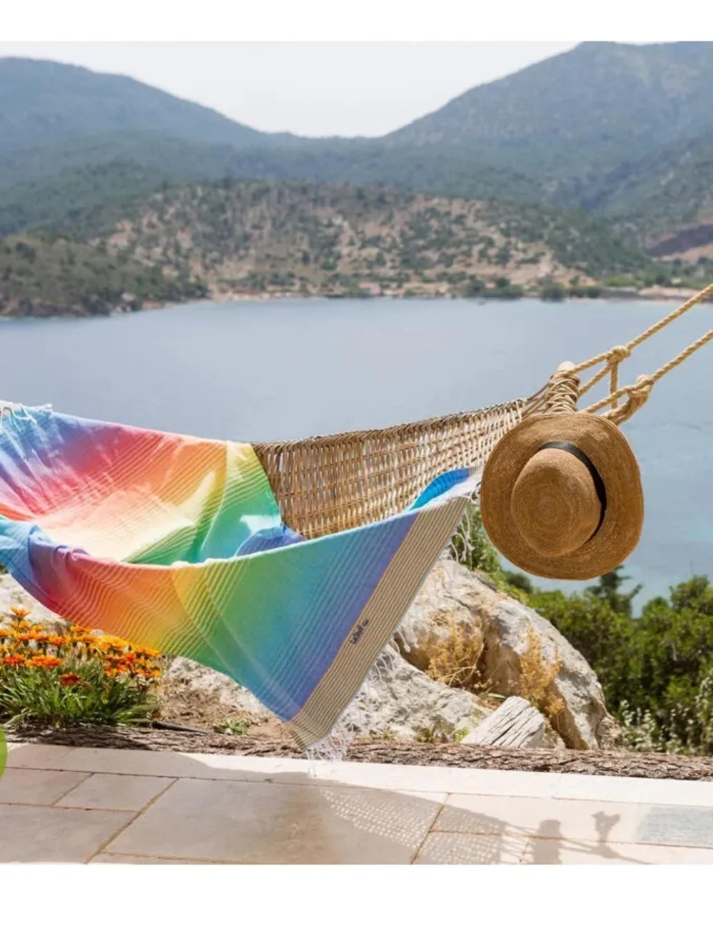 NEW! LeStoff Organic Cotton Hammam Towel Multicolor Rainbow Beach Pool NEW